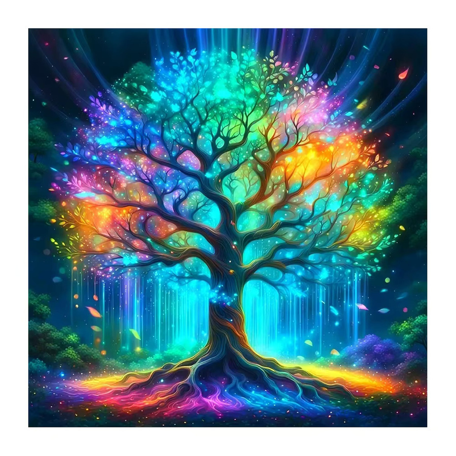 EverShine Diamond Painting Leuchtender Baum 5D Mosaik Set mit Rundbohrern in Multicolour zur DIY Landschafts-Stickerei und Heimdekoration - Bild 4