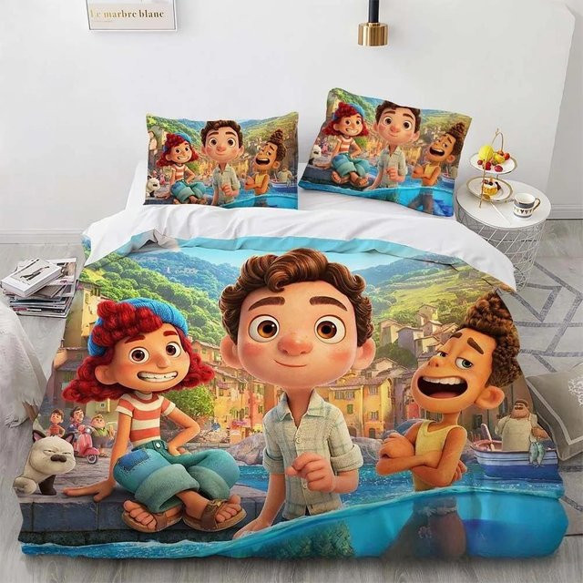 Luca Junge Cartoon 3D-Bettwäscheset aus weicher Mikrofaser für Kinder und Jugendliche, Mehrfarbig, B/H: 135 x 200 cm, inklusive 2 Kissenbezüge (Größe Kissenbezug: 50 x 70 cm) - Bild 1
