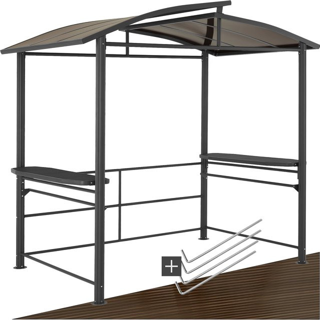 tectake Grillpavillon Asado Grau mit 2 Gitterablagen und Aufhängestangen, B/T/H: 240 x 150 x 234 cm - Bild 1