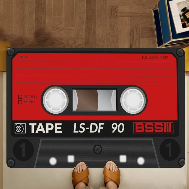 Potdemiel Retro Kassette Teppich Anti-Slip Fußmatte für Kinderzimmer, Schlafzimmer und Wohnzimmer - Bild 1