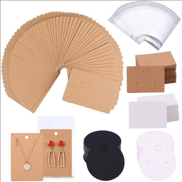 SEVENWELL Schmuck Display Karten aus Kraftpapier für Ohrringe und Halsketten, 50 Stück, Braun, Breite: 6 cm, Höhe: 9 cm - Bild 1
