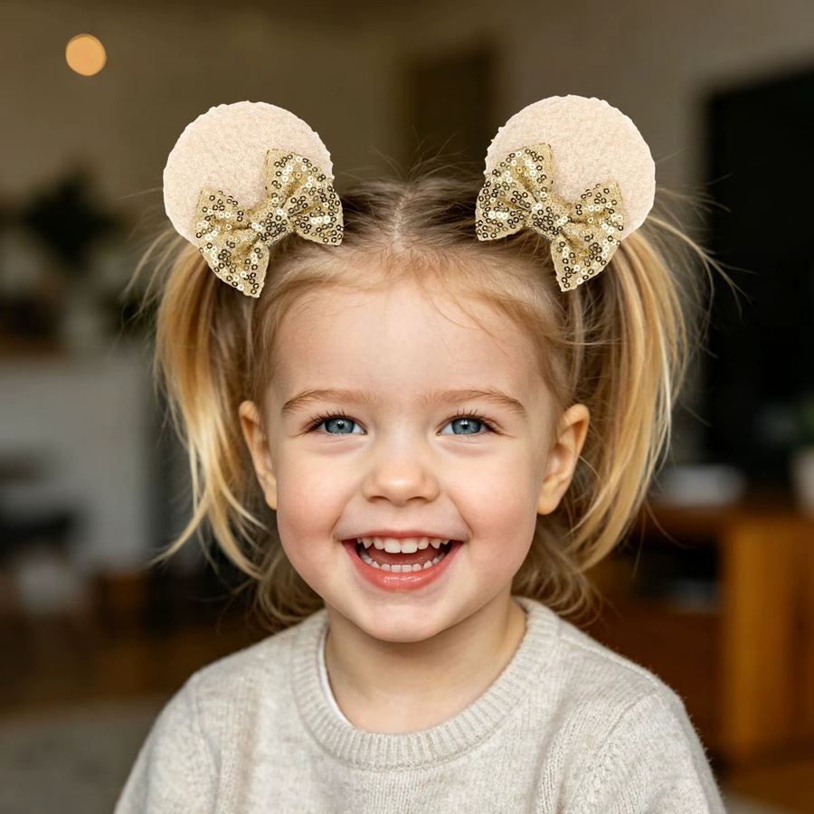HEROCROSS Haarspangen, Lamm-Mickey-Weihnachtsmausohren, Glitzer-Schleifen, Kinder - Bild 3