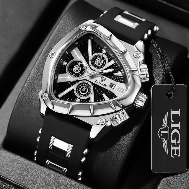 Lige Armbanduhr Chronograph, Quarz, Silikon, Blau, Herren - Bild 1