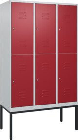 C+P Doppelstock-Spind Classic PLUS Gestell mit 3 Abteilen, Farbe Rubinrot, H x B x T: 212 x 120 x 50 cm - Bild 1