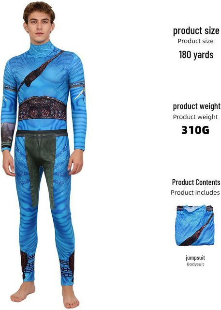 FashionFlair Avatar Cosplay Kostüm, Feuer & Asche, Blau, 150cm - Bild 1