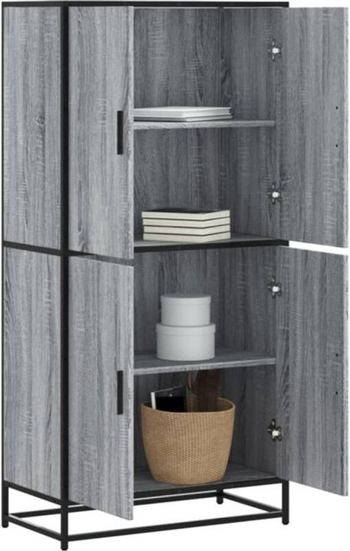 Highboard Vidaxl in Grau im Industrial Design aus Holzwerkstoff und Metall, B/T/H: 68 x 35 x 139 cm - Bild 1