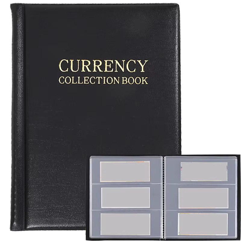 Banknoten-Sammelalbum mit 30 Taschen und 10 Blättern in Schwarz und Transparent zum Schutz deiner Währungen - Bild 3