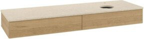 V&B Waschtischunterschrank Antao mit Frontstruktur in Eiche Honig und Braun, B/T: 160 x 50 cm - Bild 1