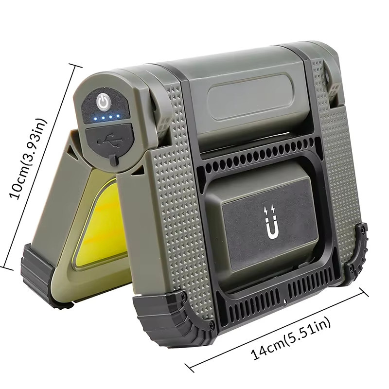 JIASHUAIXIN Multifunktionale Camping-Arbeitslampe mit USB-Solar-Aufladung, Magnetisch und Einstellbarer Helligkeit, Weiß - Bild 2