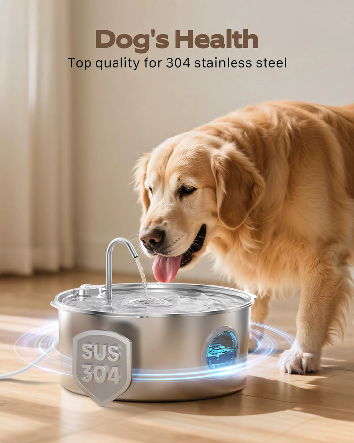 Weomg Hundefontäne aus Edelstahl in Silber mit Filter, leiser automatischer Trinkbrunnen für Haustiere, 12 l - Bild 2