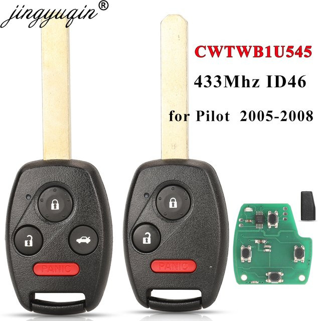 Jingyuqin Smart Remote Key Fob für Honda Pilot 2005-2008, 433 MHz mit ID46 Chip, 3/4 Tasten, Schwarz - Bild 1