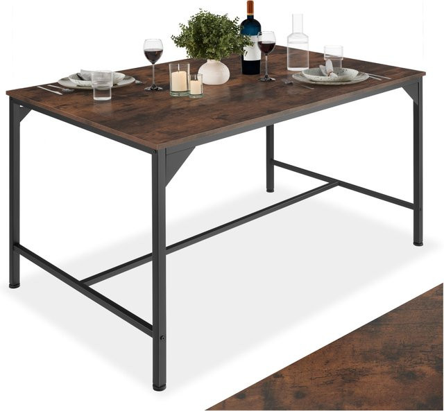 tectake Esstisch Belfast Industrial Style aus Holz und Stahl in Braun, B/T/H: 120 x 75 x 75 cm - Bild 1