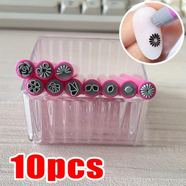 OTRESS Nail Art Stempelstift Set, 10-teilig, grau - Bild 1