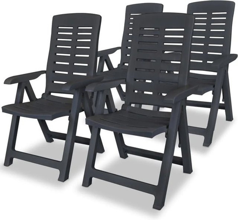Furnicato Garten-Liegestühle 4er Set Anthrazit mit Armlehnen