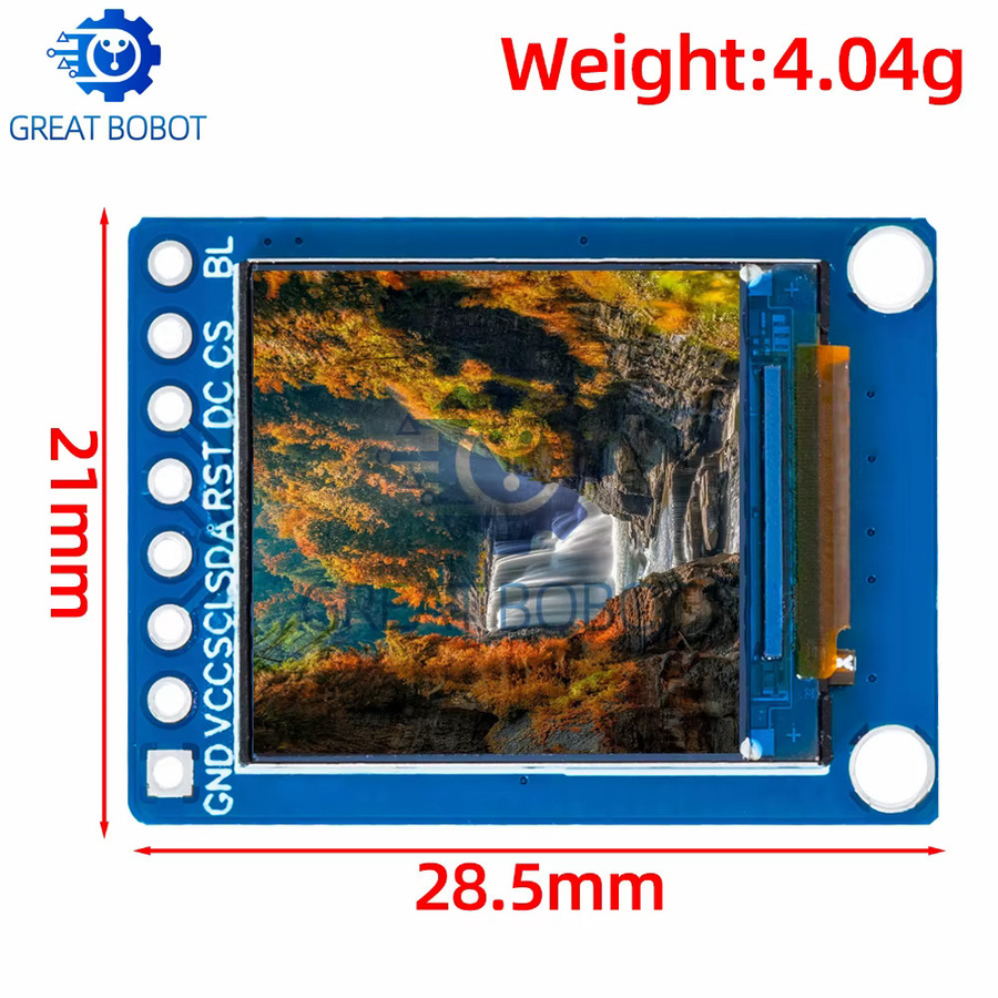 Baishundianzi 0,85 Zoll Farb-TFT-Anzeigemodul mit HD-IPS-LCD-LED-Bildschirm, 128 x 128 Auflösung, SPI-Schnittstelle und ST7735-Controller in Blau für Arduino - Bild 2