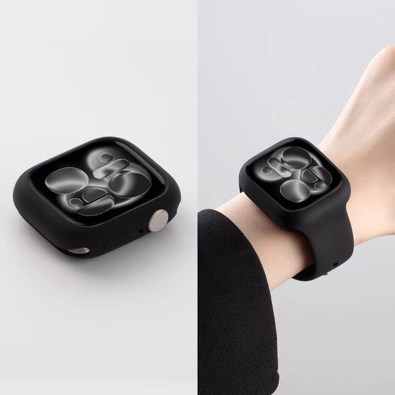 Silikonhülle, Gehäuse und Armband für Apple Watch, Schwarz, Unisex - Bild 1