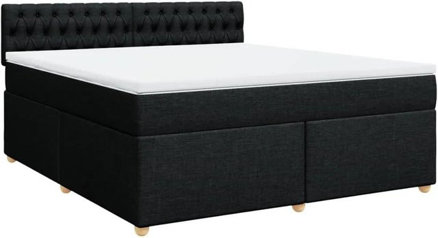 vidaXL Boxspringbett mit Matratze in Schwarz, Hybrid-Bett mit Taschenfederkern aus Stoff und Kiefernholz, B/T: 180 x 200 cm - Bild 1