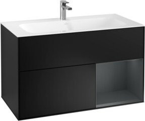 V&B Waschtischunterschrank Finion mit LED-Wandbeleuchtung, blau lackiert, B: 99,6 cm, H: 59,1 cm - Bild 1