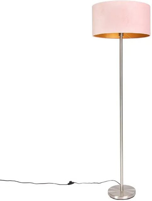 QAZQA Stehlampe Simplo aus Stahl mit dimmbarem rosa Schirm für Wohnzimmer und Schlafzimmer - Bild 1