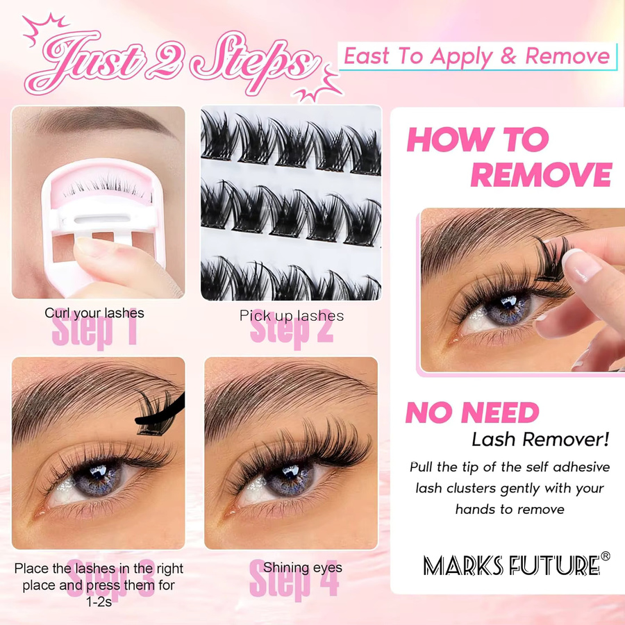 Marks Future Selbstklebende falsche Wimpern, 120 Stück, Black, Natürlich - Bild 5