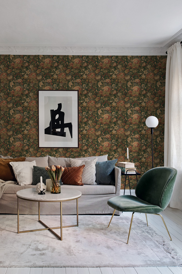 Rebel Walls Tapete Vintage Garden in Green und Brown mit botanischem Floral-Design aus Vlies - Bild 1