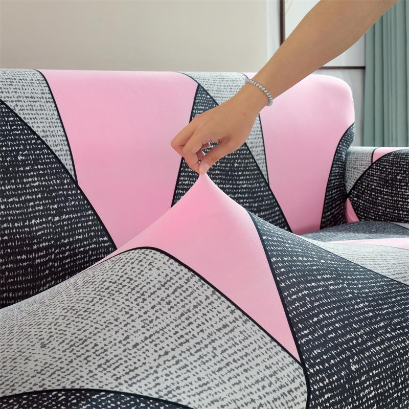 Yiran Bag Elastischer Sofa Schonbezug mit Blumenmuster in Pink, Waschbarer Couchbezug aus Polyester mit Rock - Bild 2