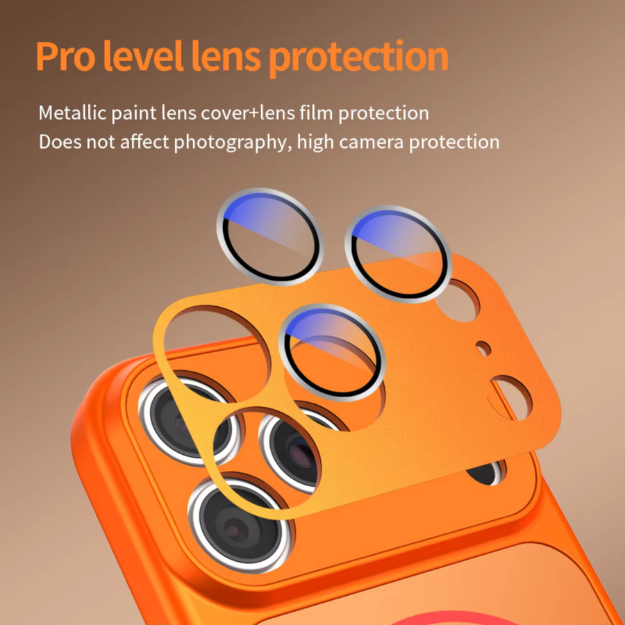 EIENACOCO Nano Matte Objektivschutz-Hülle für iPhone 17 Air, 16, 15, 14, 13 Pro Max mit MagSafe Magnetfunktion in Orange - Bild 2