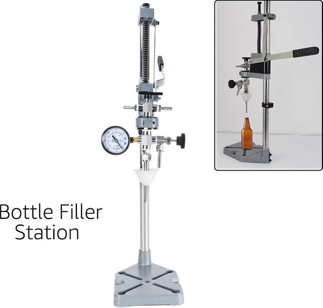 ELECQUEEN Bierflaschenfüllstation mit Manometer und Gegendruck für Mikrobrauereien, Farbe: Silber - Bild 1