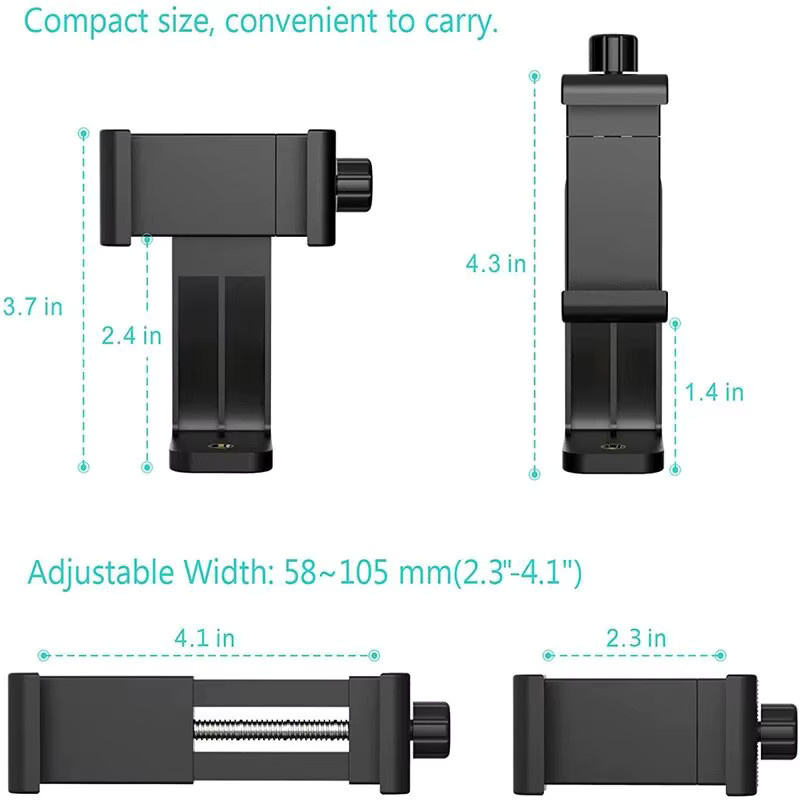 Universal Smartphone und Tablet Halterung mit Blitzschuh Adapter für Stativ und Tripod, Schwarz - Bild 5