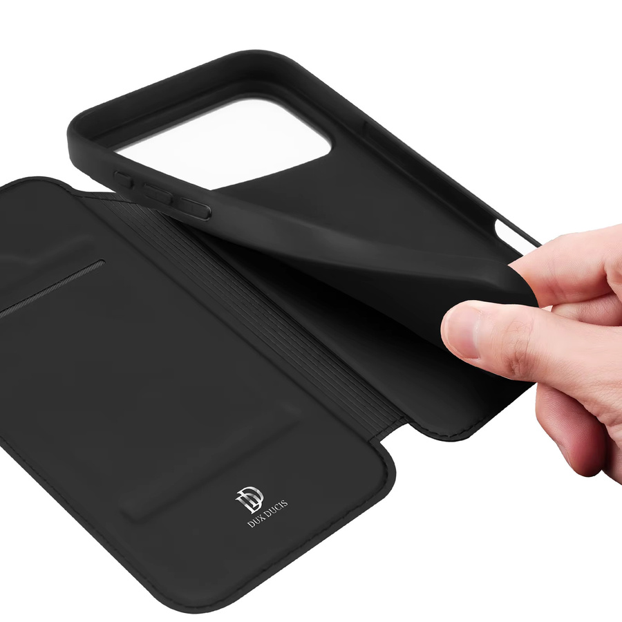DUX DUCIS Magnet-Klapphülle aus PU-Leder für iPhone 17 Pro Max und iPhone Air mit Kartensteckplatz, stoßfest, Farben: Blau und Schwarz - Bild 3