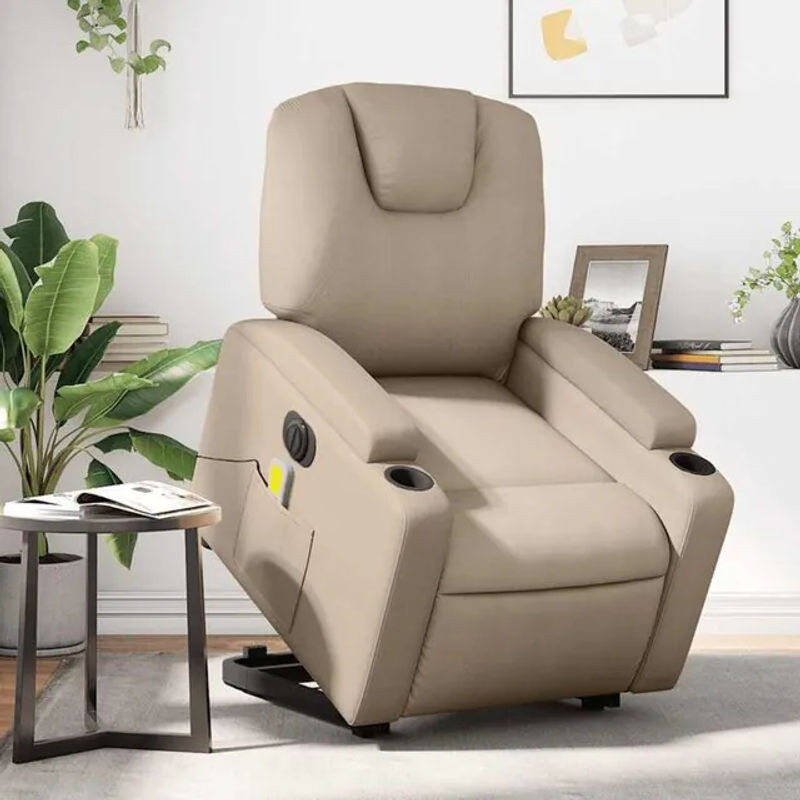 Elektrischer Massagesessel mit Aufstehhilfe von vidaxl in Cappuccino aus Kunstleder - Bild 1
