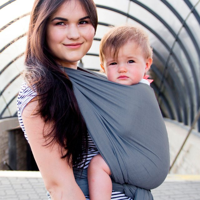 Hoppediz Babytragetuch Woven Wrap aus Baumwolle in Grau - Bild 1