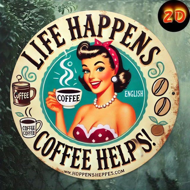 Rundes 2D-Metallschild Potdemiel Life Happens Coffee Helps Durchmesser: 20 cm - Bild 1
