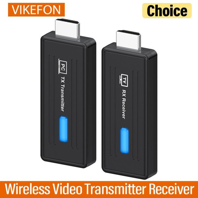 VIKEFON Kabelloser HDMI Video-Übertragungsadapter in Schwarz für Bildschirmspiegelung mit 50m Reichweite - Bild 1