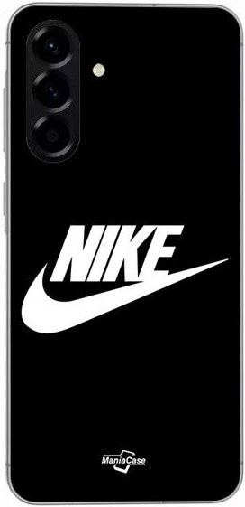 Maniacase Silikon Schutzhülle für Samsung Galaxy A56 in Weiß mit schwarzem Nike-Logo - Bild 1