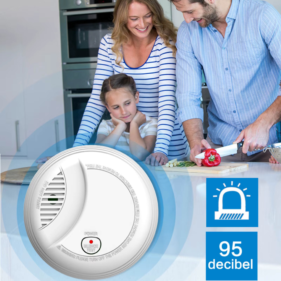 PGST Fotoelektrischer Rauchmelder mit 85 dB Alarm und Echtzeit-Raucherkennung, Weiß, 9V Batteriebetrieb - Bild 2