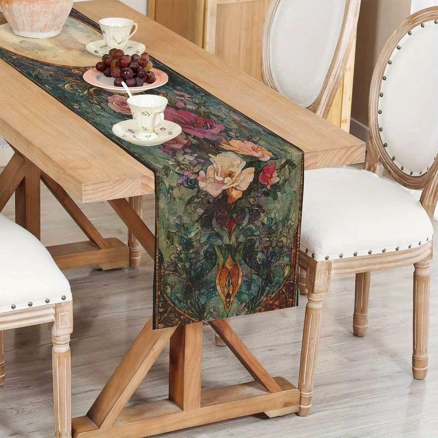 VIKAMA Tischflagge mit französischem Blumen-Aquarell-Design zur Tischdekoration - Bild 4