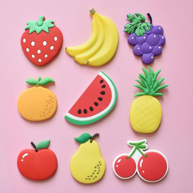 9 Stück Süße Cartoon-Fruchtmagnete von Binchi Outdoor Product in Multicolour aus Kunststoff - Bild 1