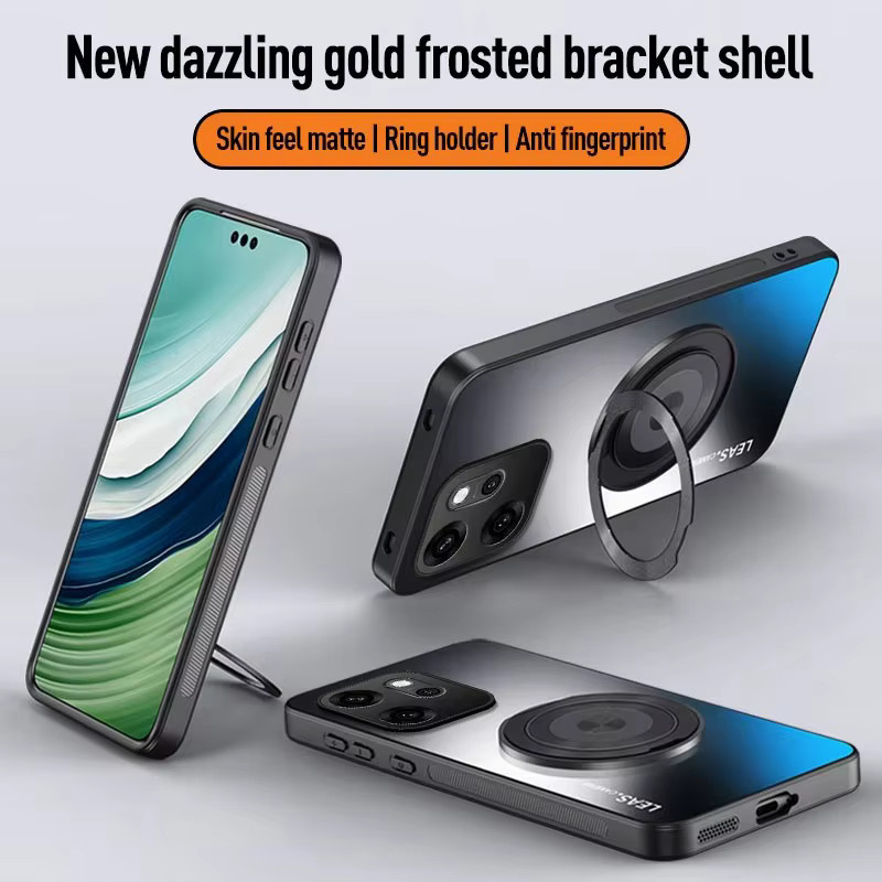 Luxus Magnetische MagSafe Schutzhülle für Xiaomi mit Ring-Ständer und Objektivschutz in Schwarz oder Grau - Bild 2