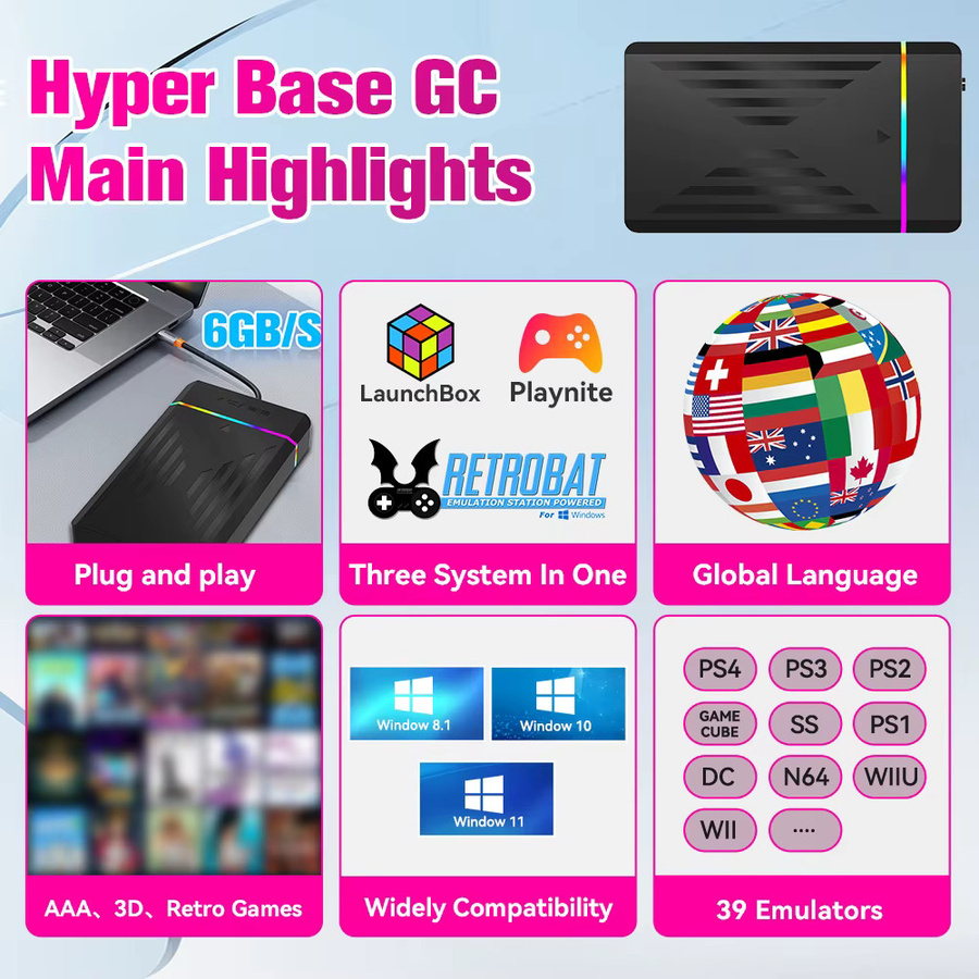 JMachen Retro Gaming HDD mit 17000+ Spielen und 39 Emulatoren für Windows, Retrobat, Playnite und Launchbox, Schwarz - Bild 2