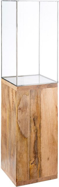 Gilde Windlicht Säule in Beige und Braun aus Holz und Glas, B/H: 26 x 91 cm - Bild 1