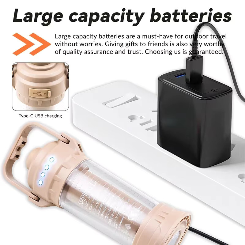 JIASHUAIXIN LED Campingleuchte beige mit Akku und Touch-Steuerung für Outdoor und Garten - Bild 4