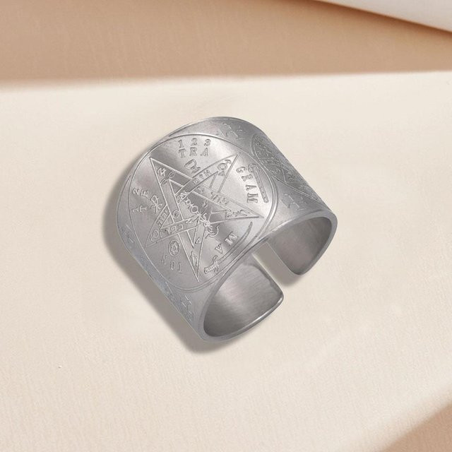 YIRAN Ring, Kupfer, Schwarz, Herren, Verstellbar - Bild 1