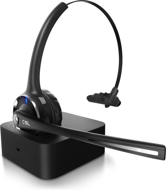 CSL Mono Bluetooth Headset mit Ladestation in Schwarz mit flexiblem Mikrofon und Multipoint-Funktion - Bild 1