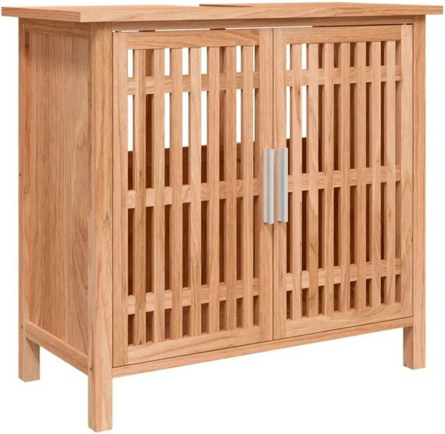 vidaXL Waschbeckenunterschrank aus Massivholz Nussbaum im Landhaus-Stil, B/T/H: 66 x 29 x 61,5 cm - Bild 1