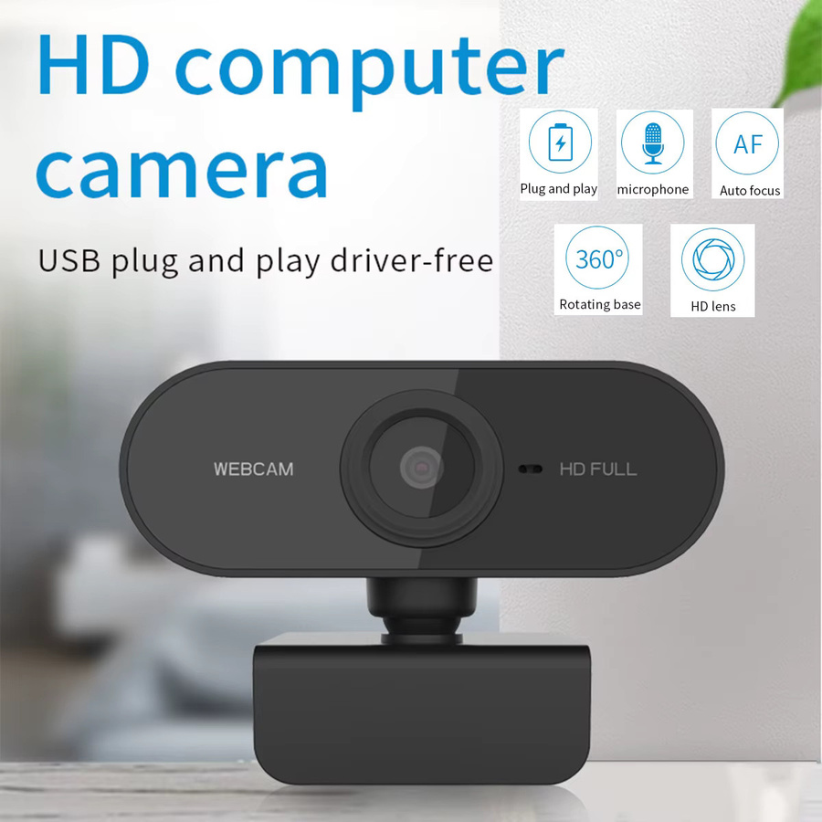 Mini-Webkamera Full HD 1080P mit Mikrofon und USB-Anschluss in Schwarz für Laptop und Desktop - Bild 2