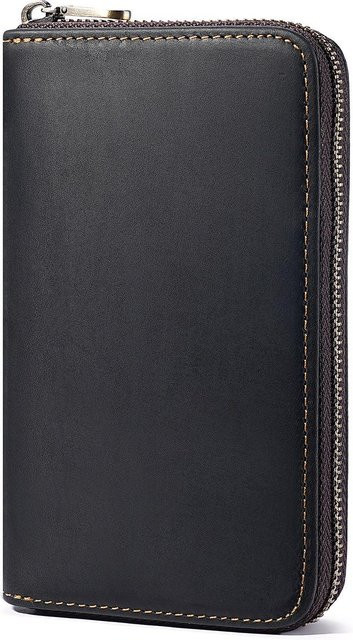 Ladies Luxury Bags Echtleder Federmäppchen mit Reißverschluss in Schwarz - Bild 1