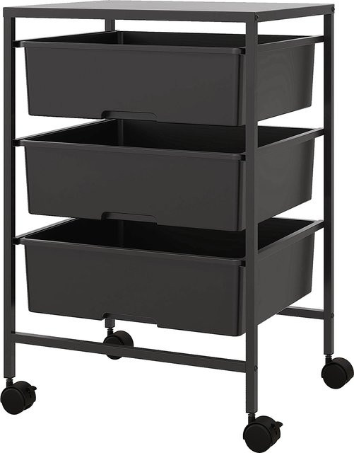 Aosom Servierwagen mit 3 Etagen und Griffen in Schwarz, moderner Rollwagen für Küche und Wohnzimmer, B/T/H: 40,8 x 33,5 x 60,5 cm - Bild 1