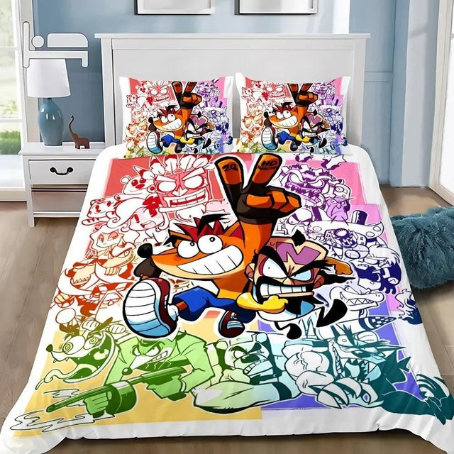 Bettwäscheset Crash Bandicoot von JMG Household Supplies mit Bettbezug und Kissenbezug, Mehrfarbig, B/H: 135 x 200 cm - Bild 1