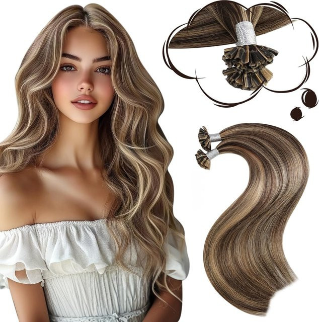 Boymia Remy U-Tip Haarverlängerungen, 100% Echthaar, Keratin, Glatt - Bild 1